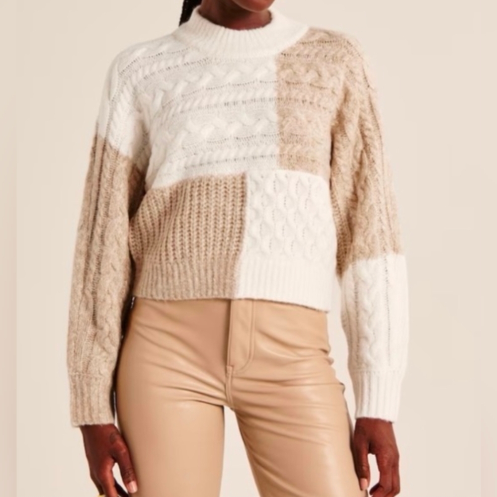 Abercrombie Cable Knit Patchwork Sweater - image 7